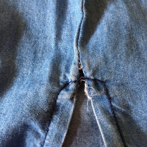 Peasant / Boho emboidered denim blouse - Picture 6 of 9